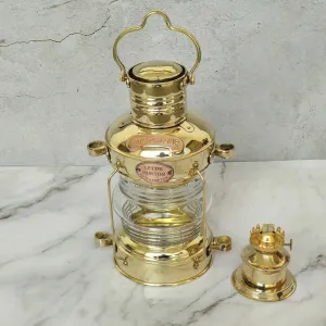 14" Full Brass Anchor Boat Light Oil Lamp | Nautical Maritime Ship Lantern