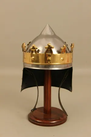 18 Guage Steel Medieval Knight Kings Rechard Helmet Brass Crown Helmet Cosplay