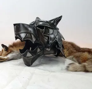 18GA Steel Medieval Great Wolf Helmet Medieval Viking Wolf Helmet Blackened Helmet