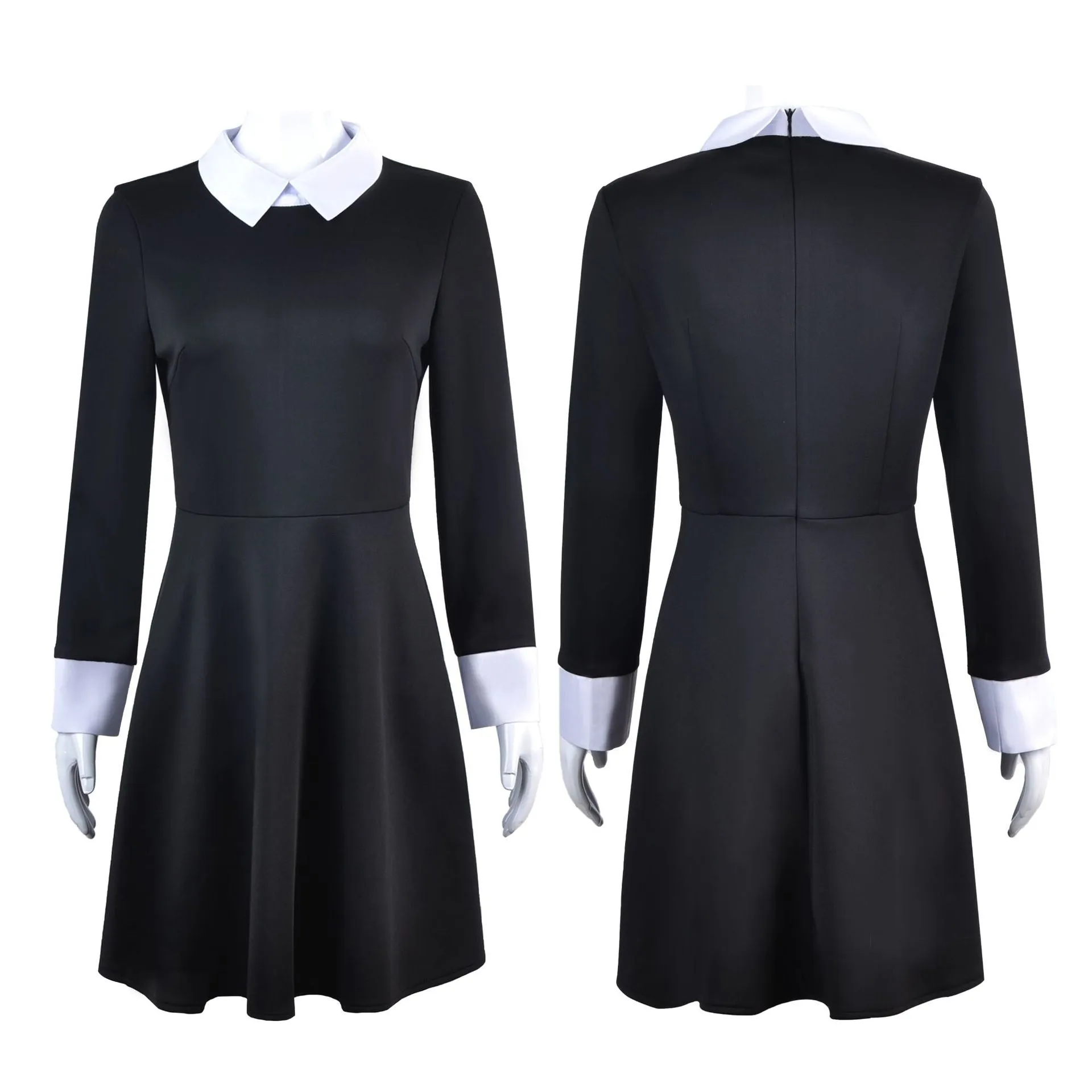 2022 Wednesday Addams Cosplay Costume Dress Optional Hair Wig Props