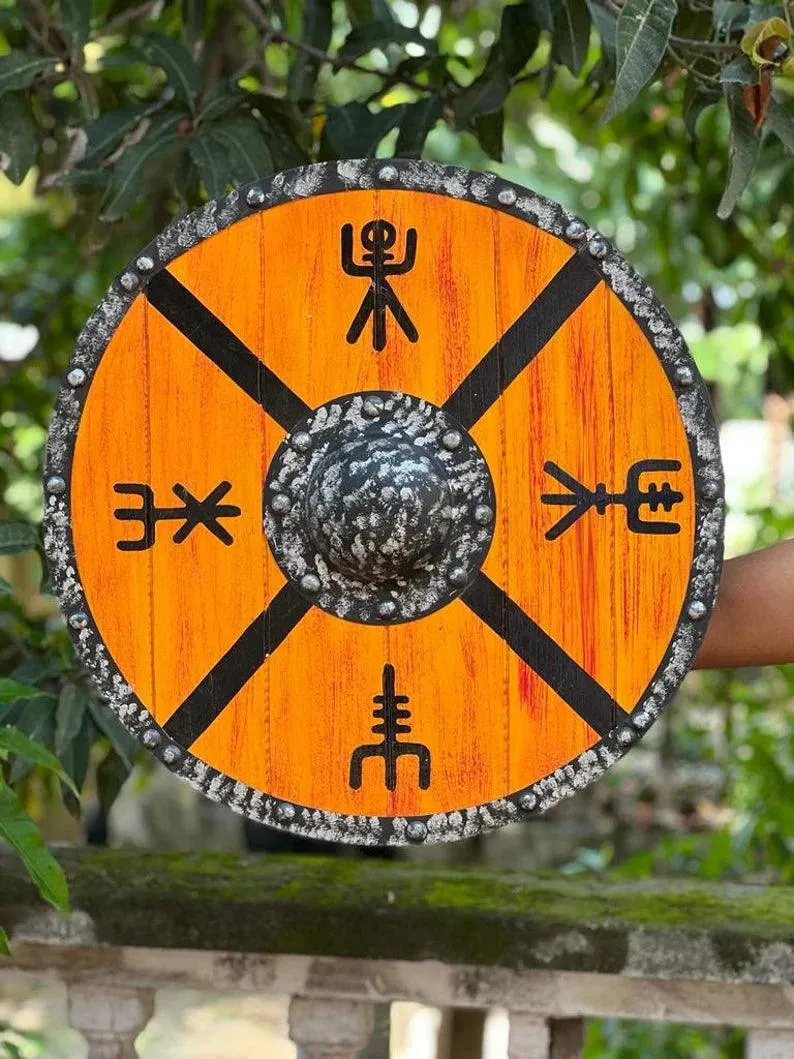 24 Inch Knight Battle Medieval Warrior Dragon Ship Armor Wooden Shield Best Wall Dcor Gifts