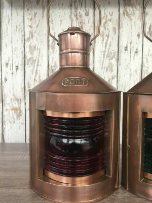 Antique Brass Finish Port & Starboard Lanterns Nautical Oil Lamps Ship Boat