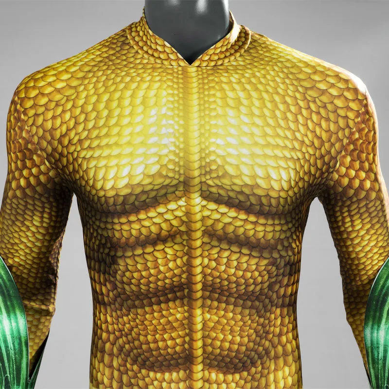 Aquaman 2 Arthur Curry Gold Jumpsuit Cosplay Costumes