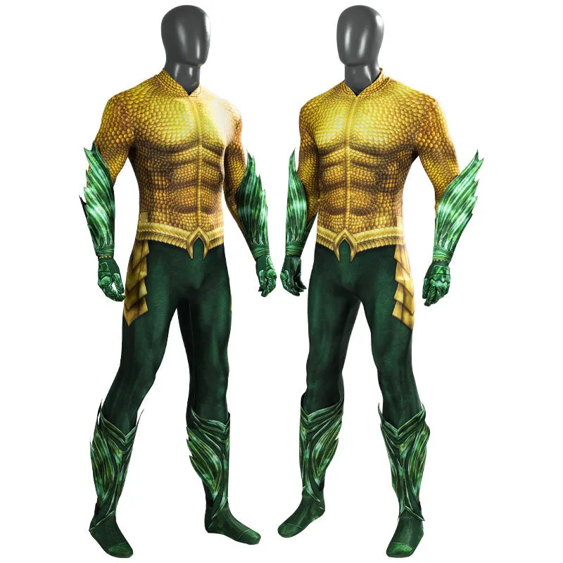 Aquaman 2 Arthur Curry Gold Jumpsuit Cosplay Costumes