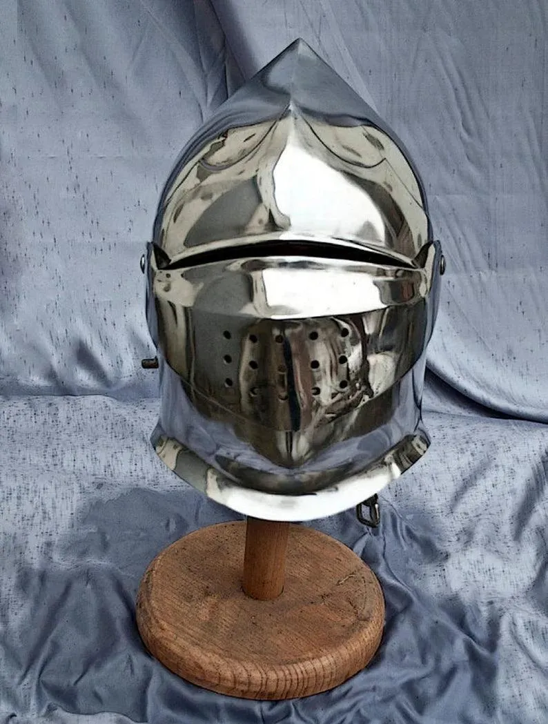 Armor closed helmet, SCA LARP fantasy helmet, medieval helmet, LARP helm, sca helm, sca armor, medieval armor, fantasy armor sca helmet
