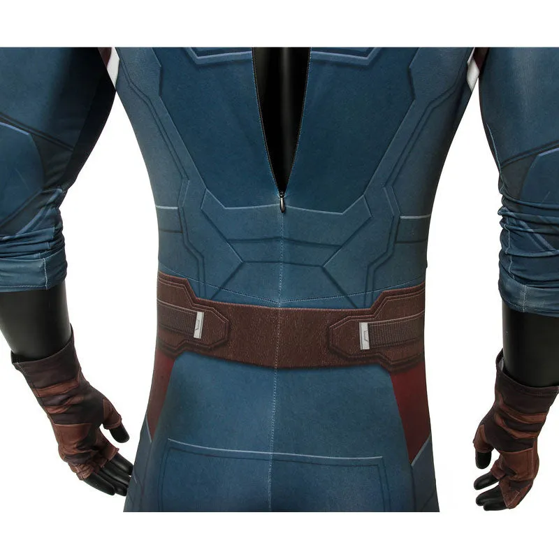 Avengers 3 Infinity War Captain America Steve Rogers Jumpsuit Cosplay Costumes With Gloves