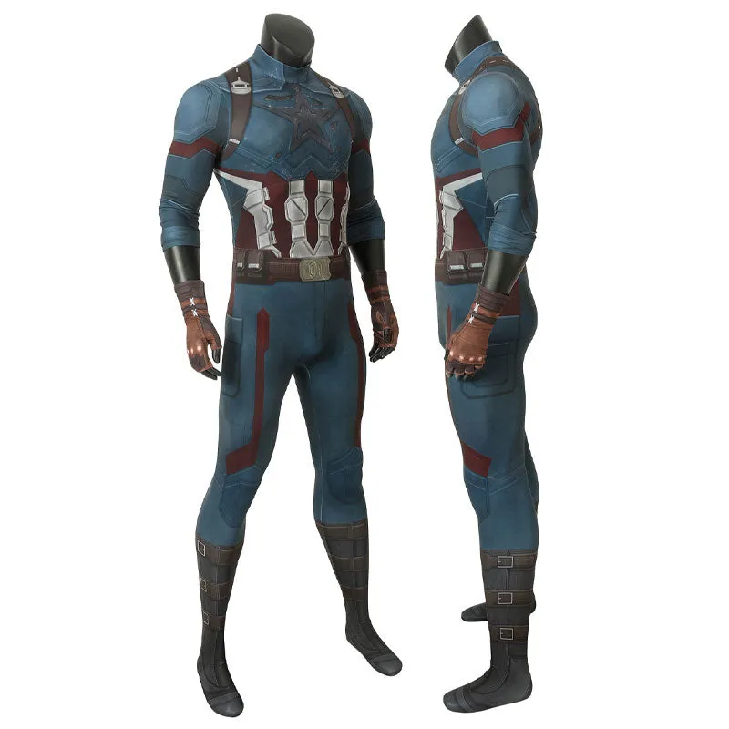 Avengers 3 Infinity War Captain America Steve Rogers Jumpsuit Cosplay Costumes With Gloves