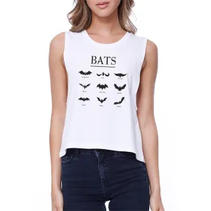 Bats Crop Tee Sleeveless Shirt Tank Top Perfect for Halloween