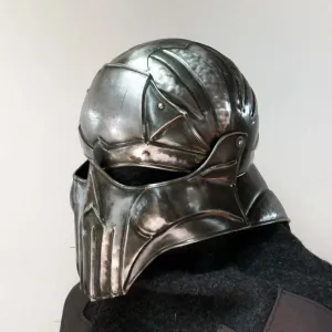 Blackened 18 Gauge Steel Medieval Demonic Face Vader Sallet Helmet1 halloween