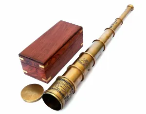 Brass Antique Victorian Marine Telescope 20" with Wooden Box Best Gift