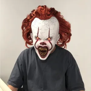 Chilling Glowing LED Eyes Stephen King's 2019 Chapter Two It Pennywise Mask for Cosplay, Halloween Joker Clown Prop