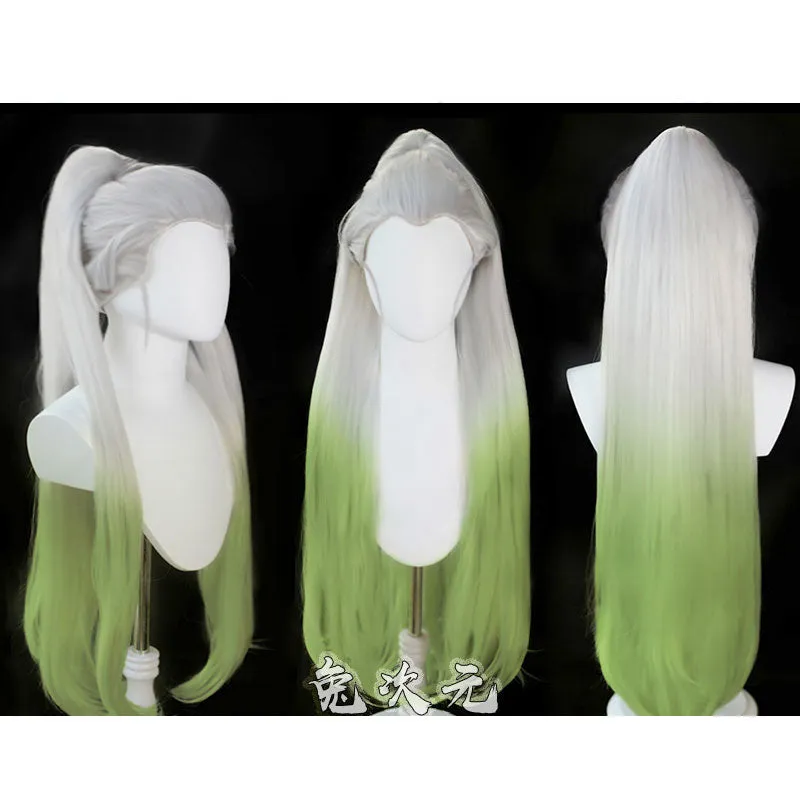 Demon Slayer: Kimetsu no Yaiba Daki White Gradient Green Cosplay Wigs