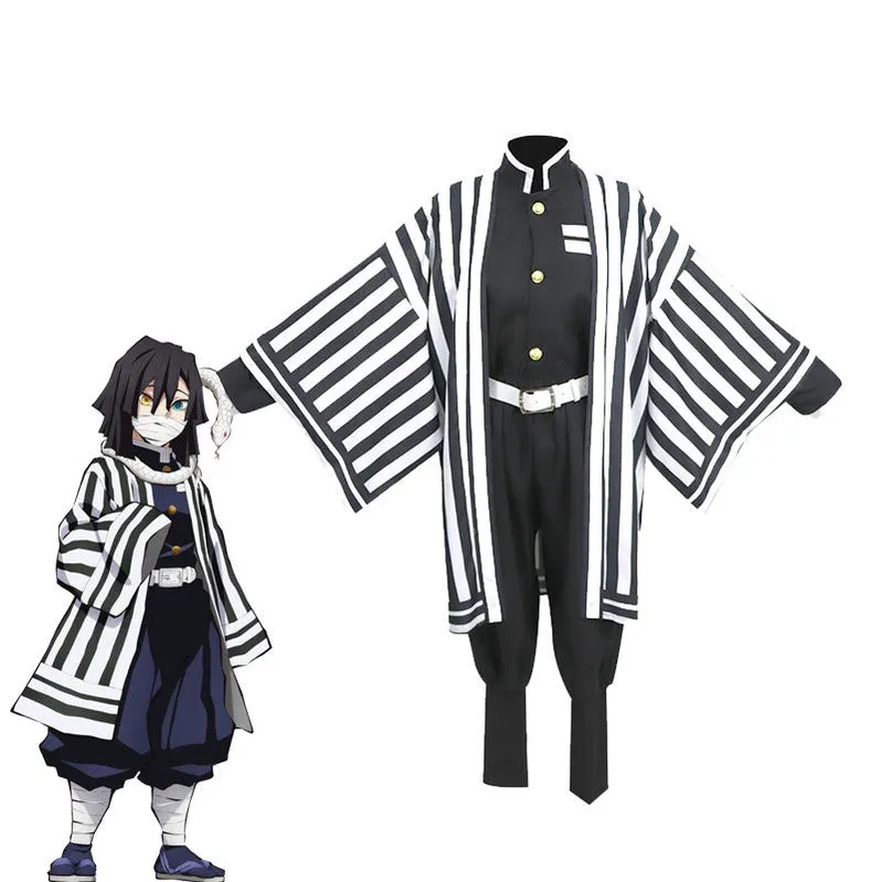 Demon Slayer Kimetsu no Yaiba Iguro Obanai Black White Cosplay Costumes