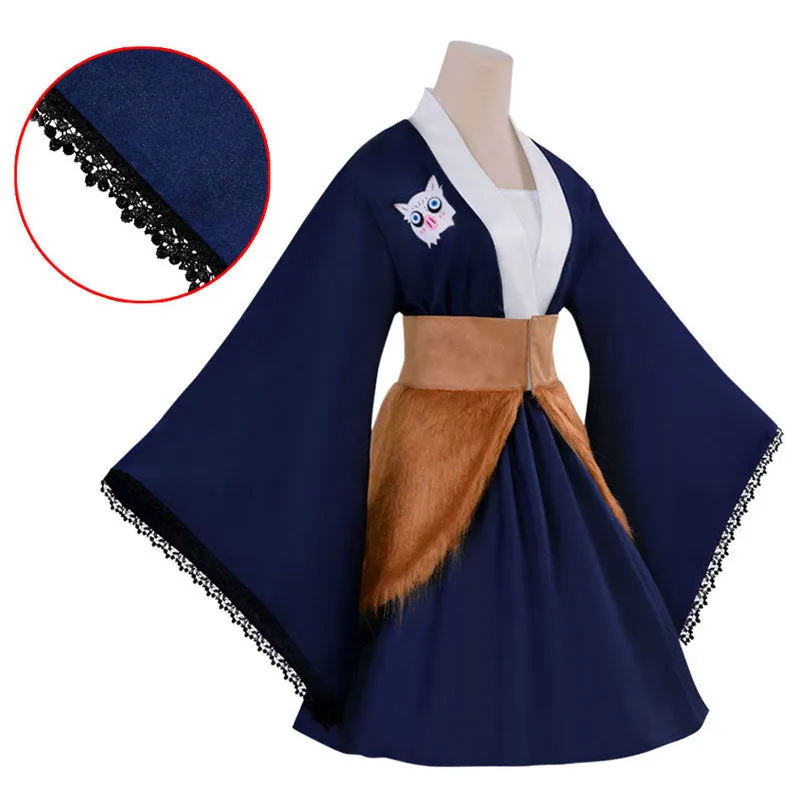 Demon Slayer Kimetsu no Yaiba Inosuke Hashibira Maid Dress Cosplay Costumes