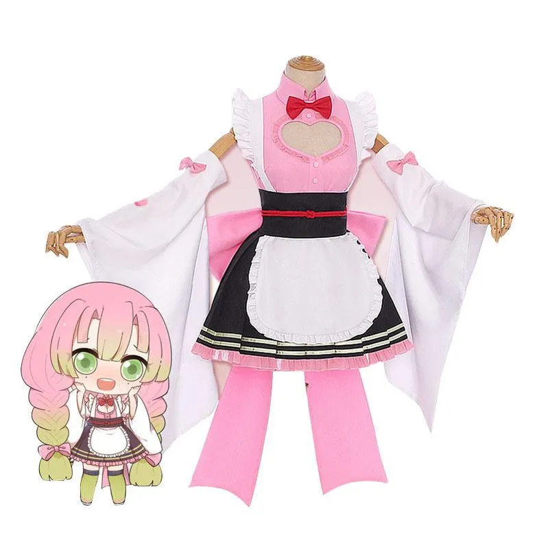 Demon Slayer Kimetsu no Yaiba Kanroji Mitsuri Maid Outfit Cosplay Costumes