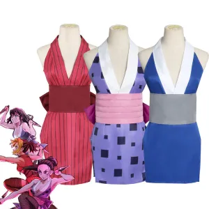 Demon Slayer Kimetsu no Yaiba Makio Suma Hinatsuru Slit Skirt Cosplay Costumes