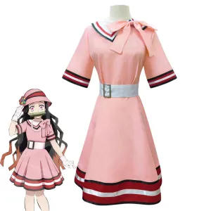 Demon Slayer Kimetsu no Yaiba Nezuko Kamado Dress Cosplay Costumes