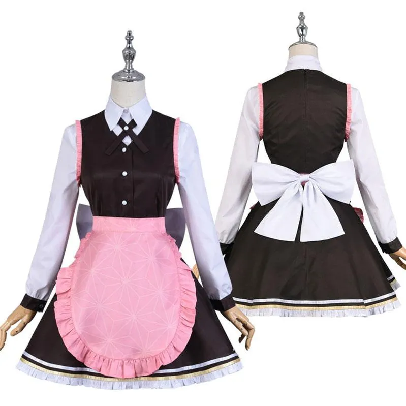 Demon Slayer Kimetsu no Yaiba Nezuko Kamado Maid Outfit Cosplay Costumes