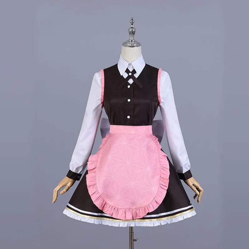 Demon Slayer Kimetsu no Yaiba Nezuko Kamado Maid Outfit Cosplay Costumes