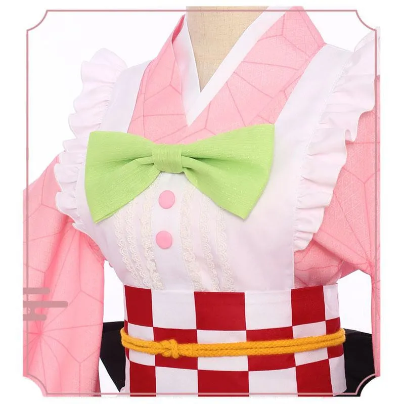 Demon Slayer Kimetsu no Yaiba Nezuko Kamado Maid Outfit Cosplay Costumes