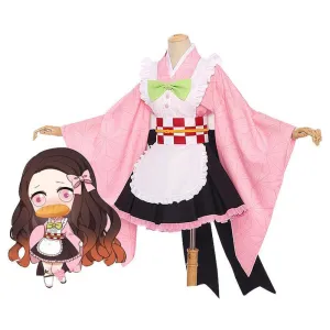 Demon Slayer Kimetsu no Yaiba Nezuko Kamado Maid Outfit Cosplay Costumes