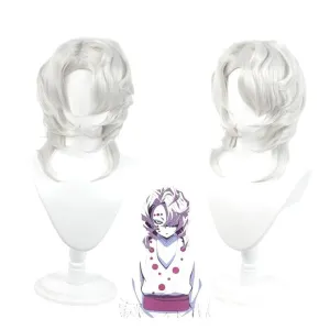Demon Slayer Kimetsu no Yaiba Rui Silver Curly Long Cosplay Wigs