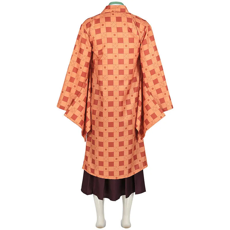 Demon Slayer Kimetsu no Yaiba Tanjiro Kamado Orange Cosplay Costume