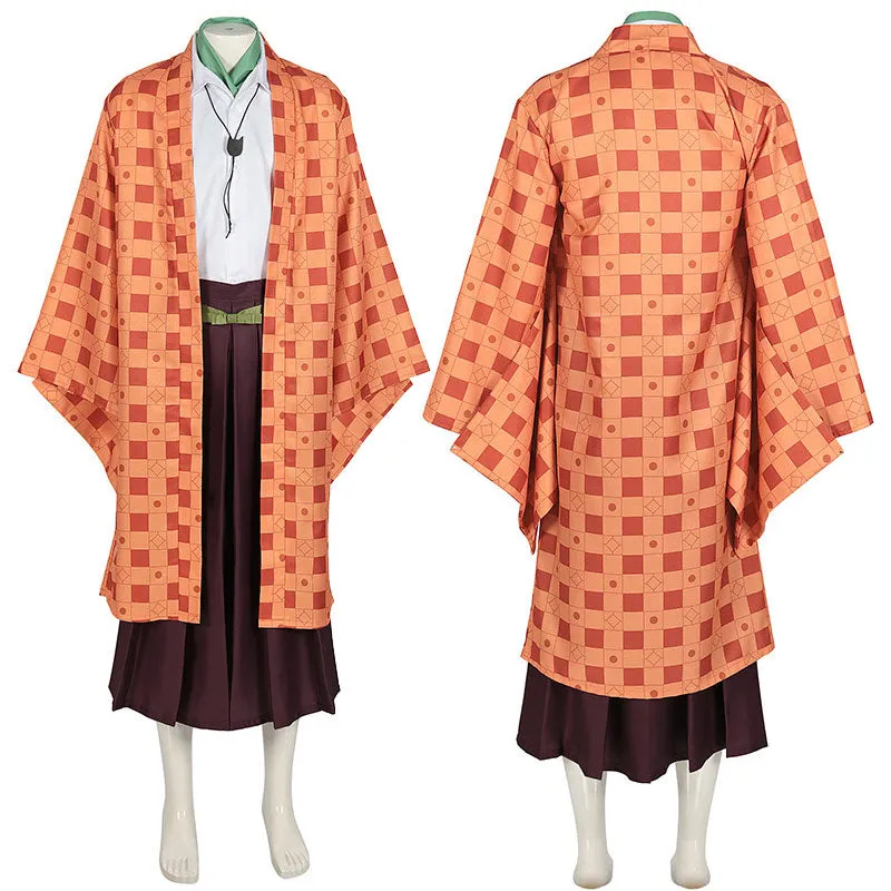 Demon Slayer Kimetsu no Yaiba Tanjiro Kamado Orange Cosplay Costume
