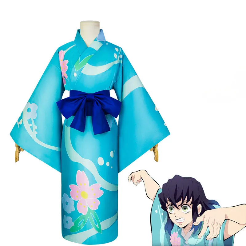Demon Slayer Kimetsu no Yaiba Tanjiro Kamado Zenitsu Agatsuma Inosuke Hashibira Kimono Cosplay Costumes
