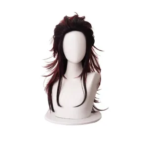 Demon Slayer Kimetsu no Yaiba Tanjirou Kamado Red Mix Black Long Cosplay Wigs