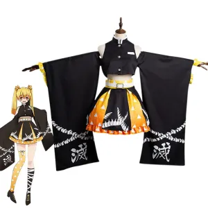 Demon Slayer Kimetsu no Yaiba Zenitsu Agatsuma Cosplay Costumes