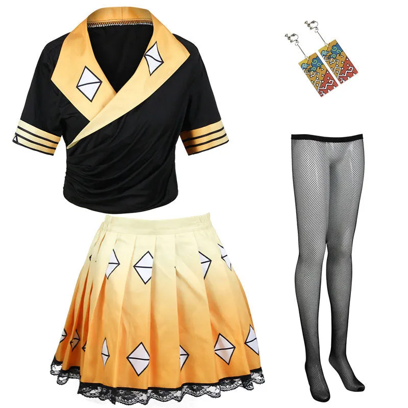 Demon Slayer Kimetsu no Yaiba Zenitsu Agatsuma Cosplay Costumes