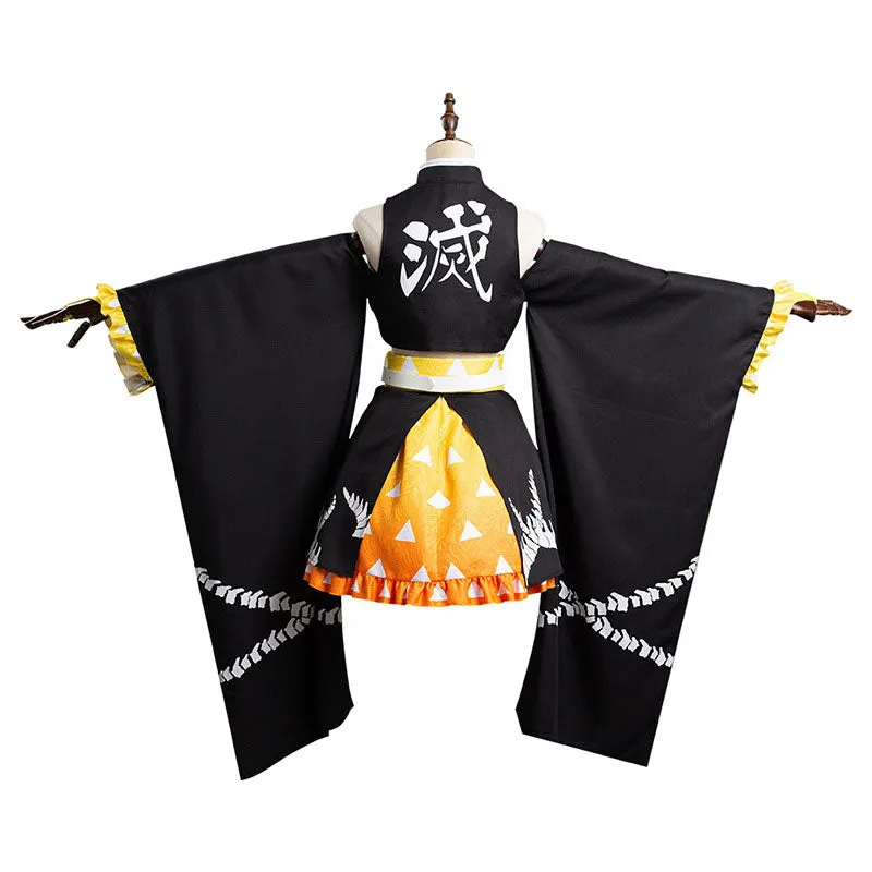 Demon Slayer Kimetsu no Yaiba Zenitsu Agatsuma Cosplay Costumes