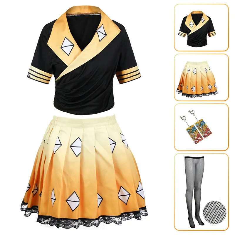 Demon Slayer Kimetsu no Yaiba Zenitsu Agatsuma Cosplay Costumes