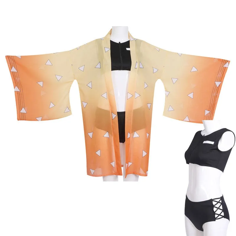 Demon Slayer Kimetsu no Yaiba Zenitsu Agatsuma Swimsuit Cosplay Costumes