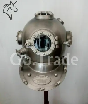 Diving Helmet Antique Silver Boston US Navy Mark V Deep Sea Marine Divers Scuba