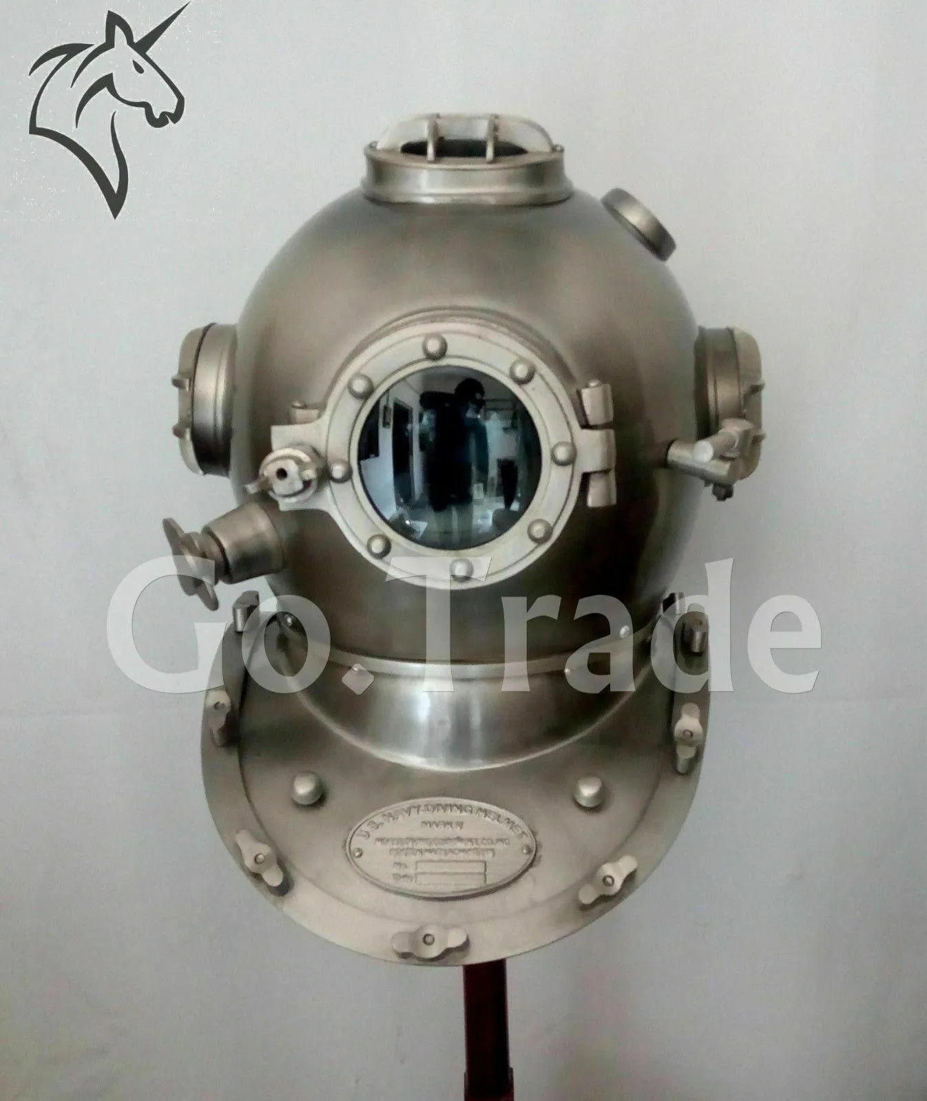 Diving Helmet Antique Silver Boston US Navy Mark V Deep Sea Marine Divers Scuba