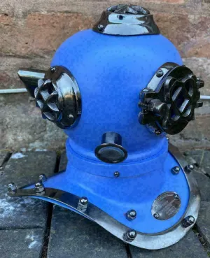 Diving Helmet Blue Mini Silver Deep Sea US Navy Mark V