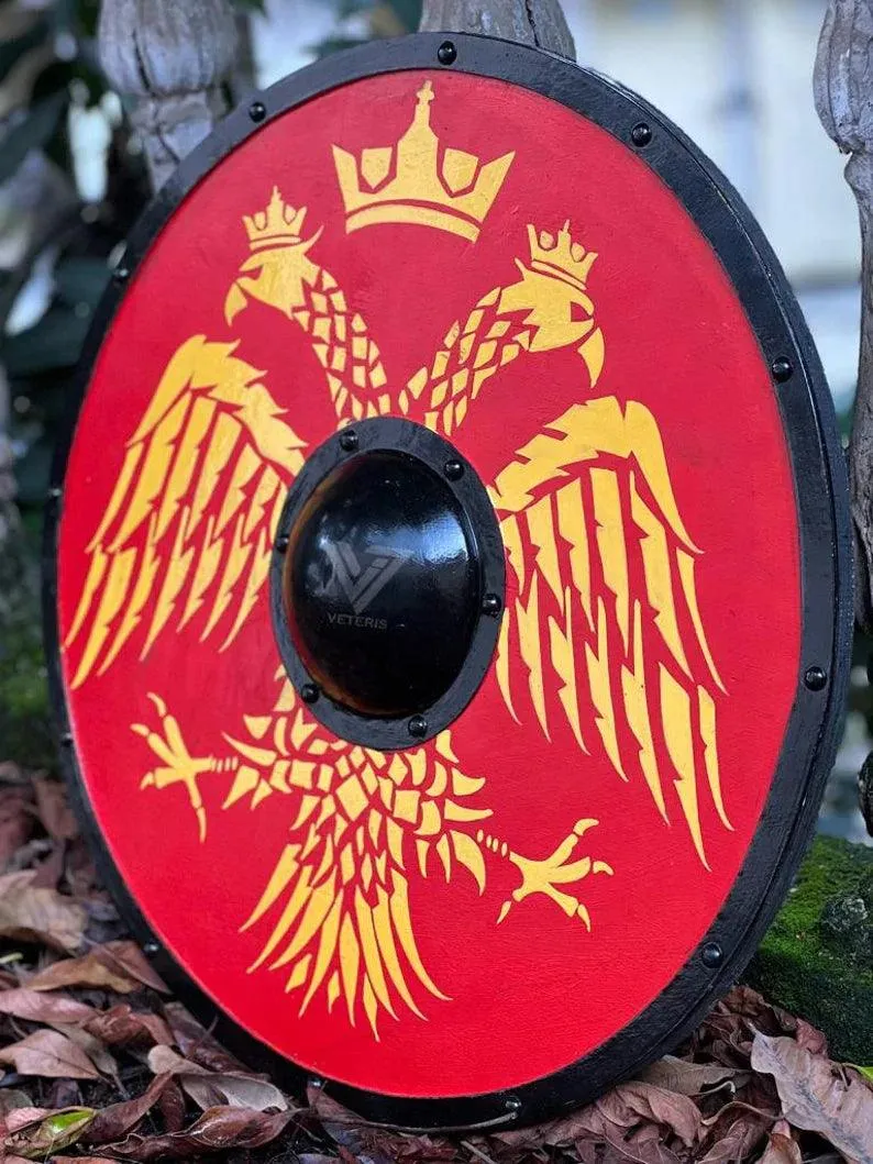 Eagle's Embrace: Unique Viking Shield, 24" with Norse Eagle - Ideal for Knights, Warriors, and Dco