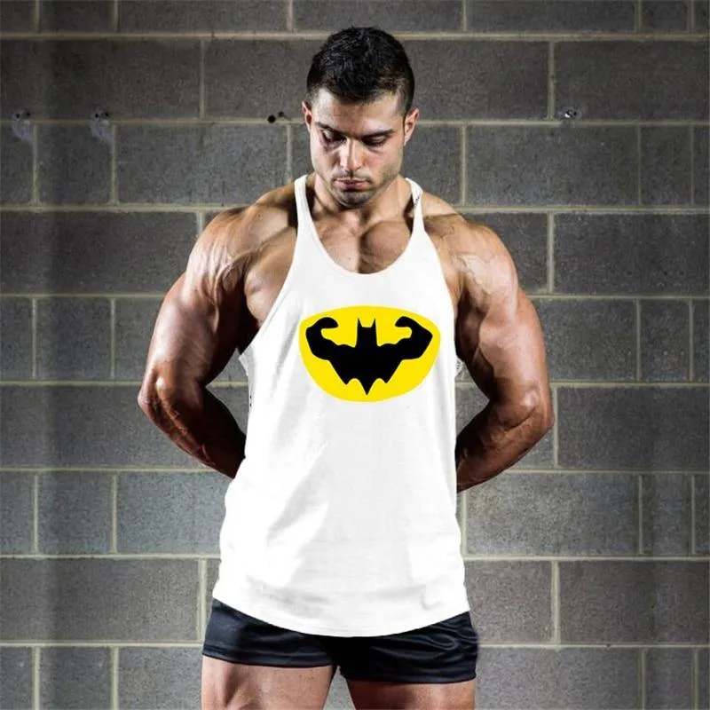 Fitness Batman Cotton Y Back Tank Tops | Bodybuilding Gym Workout Undershirt Activewear