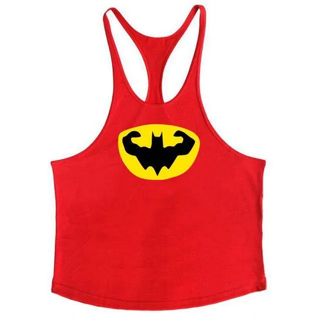 Fitness Batman Cotton Y Back Tank Tops | Bodybuilding Gym Workout Undershirt Activewear