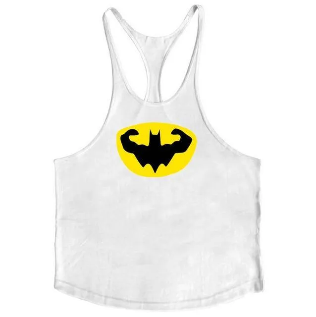 Fitness Batman Cotton Y Back Tank Tops | Bodybuilding Gym Workout Undershirt Activewear