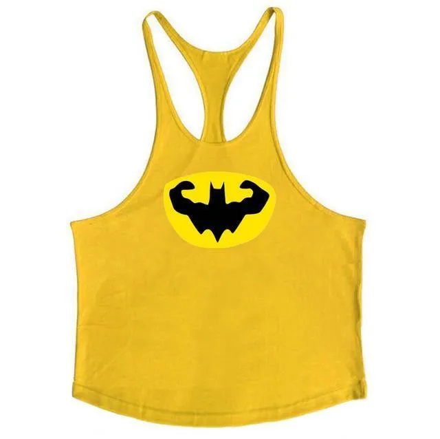Fitness Batman Cotton Y Back Tank Tops | Bodybuilding Gym Workout Undershirt Activewear