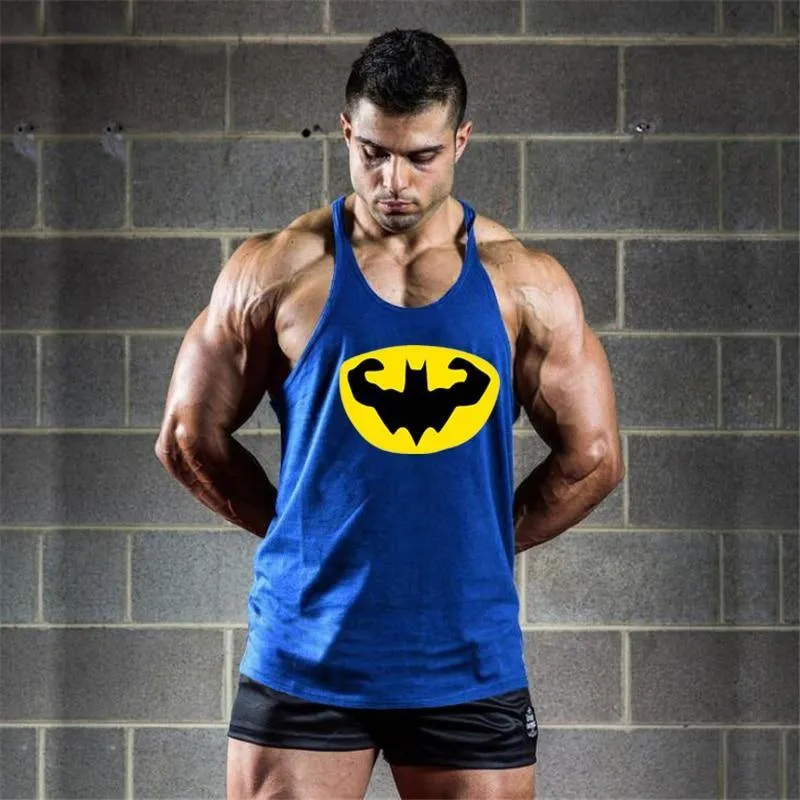 Fitness Batman Cotton Y Back Tank Tops | Bodybuilding Gym Workout Undershirt Activewear