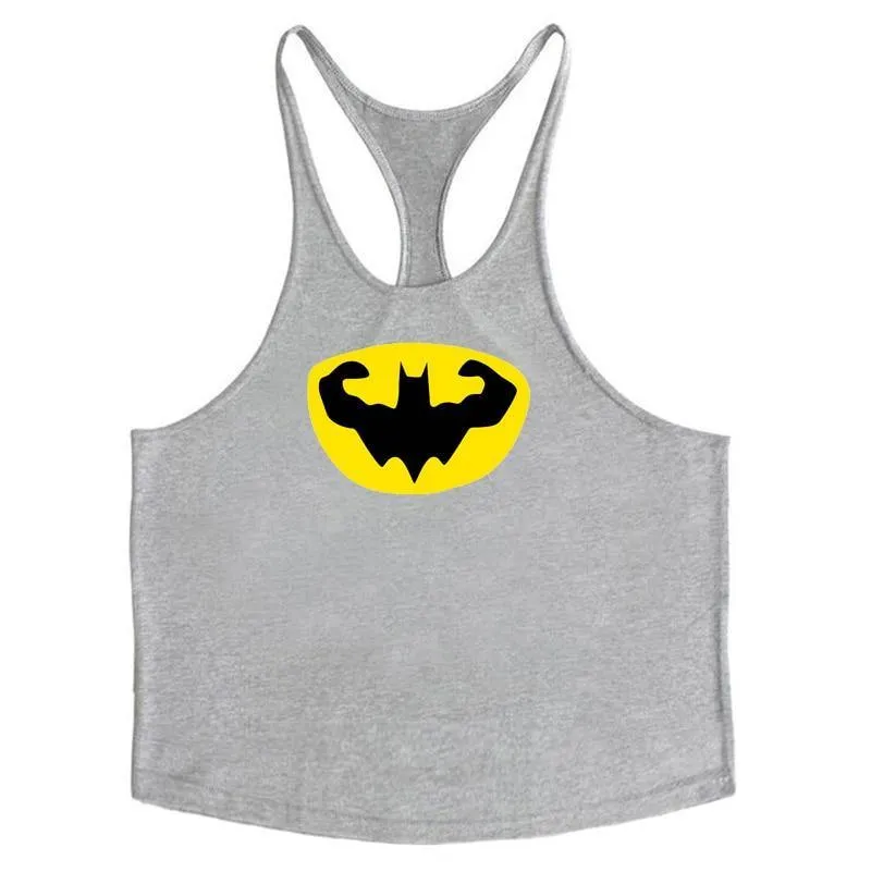 Fitness Batman Cotton Y Back Tank Tops | Bodybuilding Gym Workout Undershirt Activewear