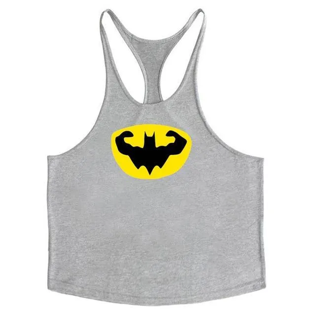 Fitness Batman Cotton Y Back Tank Tops | Bodybuilding Gym Workout Undershirt Activewear