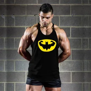 Fitness Batman Cotton Y Back Tank Tops | Bodybuilding Gym Workout Undershirt Activewear