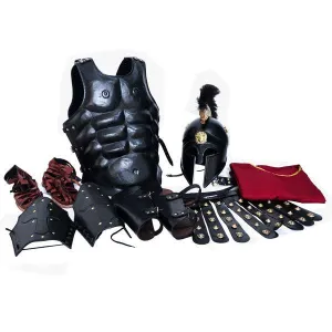 Full Body Roman Skirted Leather Armor Suit with Greek Metal Helmet LFBA07