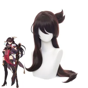 Genshin Impact Beidou Dark Brown Long Cosplay Wigs
