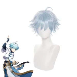 Genshin Impact Chongyun Light Cyan Halloween Cosplay Wigs